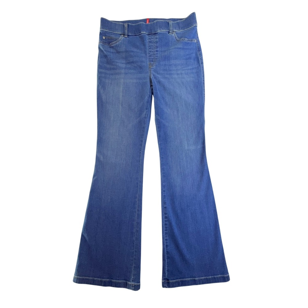 Spanx Flare Jeans Womens XL Blue Medium Wash Pull On High Riseโ Stretch Denim